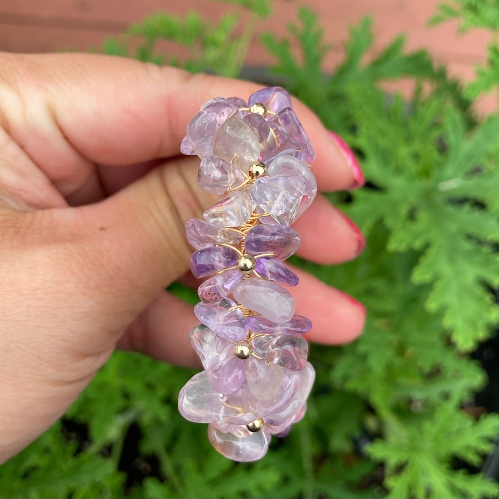 Amethyst flower bangle